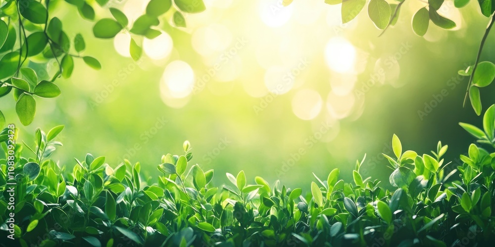 Nature view of a green background in a garden illuminated by morning sunlight, featuring copy space for a natural green plants landscape. Nature view of a green background in a garden illuminated by morning sunlight, featuring copy space for a natural green plants landscape.