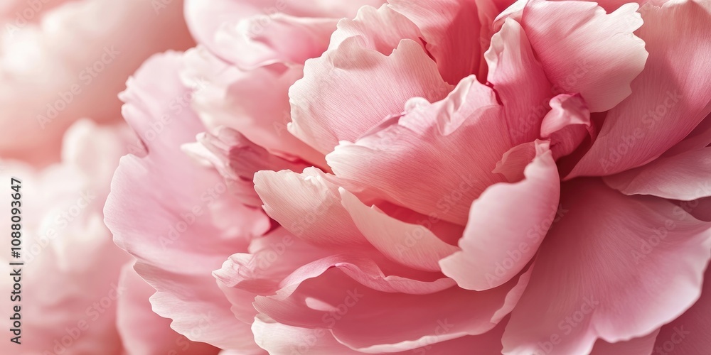 Obraz premium Peony close-up, gentle floral backdrop with copy space.