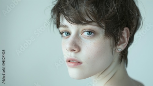 Portrait of beautiful young woman with clean fresh skin