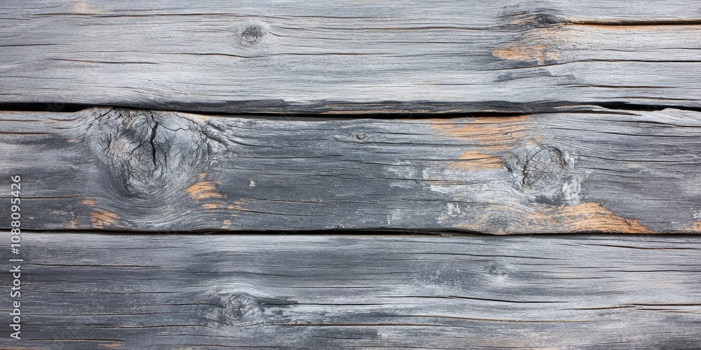 Naklejka premium Background, wood texture, aged gray wooden board with fissures.