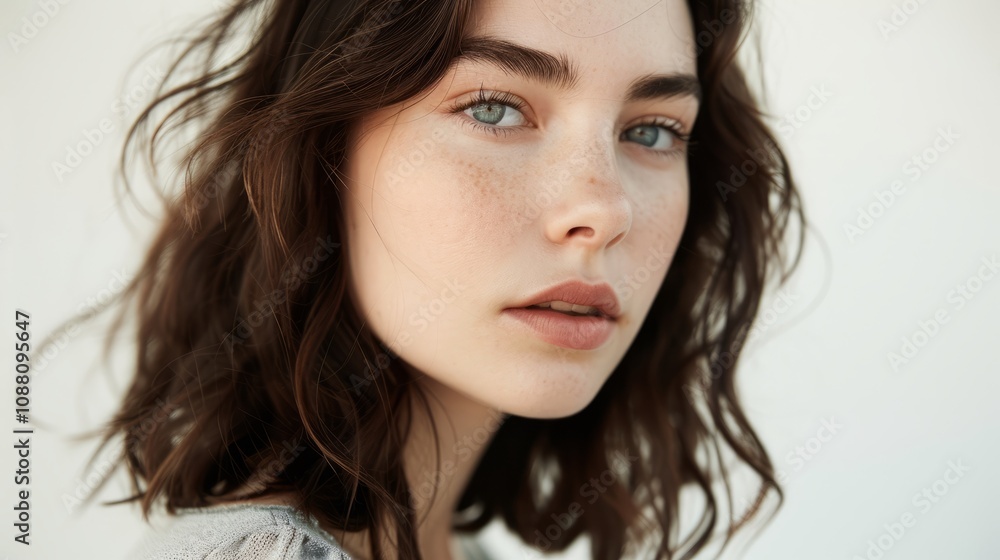 Portrait of beautiful young woman with clean fresh skin Portrait of beautiful young woman with clean fresh skin