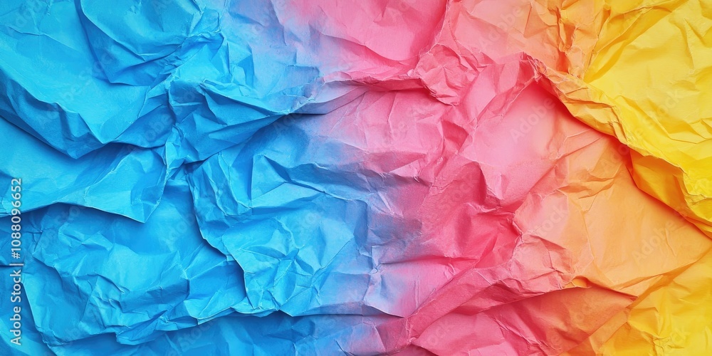 Fototapeta premium Crumpled colored paper sheet as a background. Area for design.