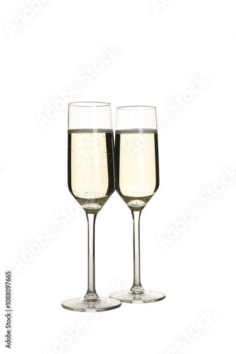 PNG,Glasses of champagne, isolated on white background