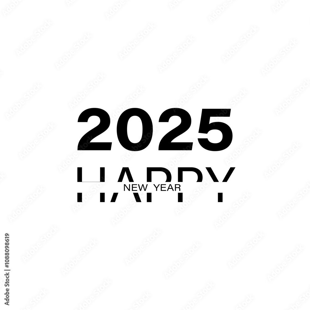 2025 Happy New Year Celebration Design on White Background 2025 Happy New Year Celebration Design on White Background