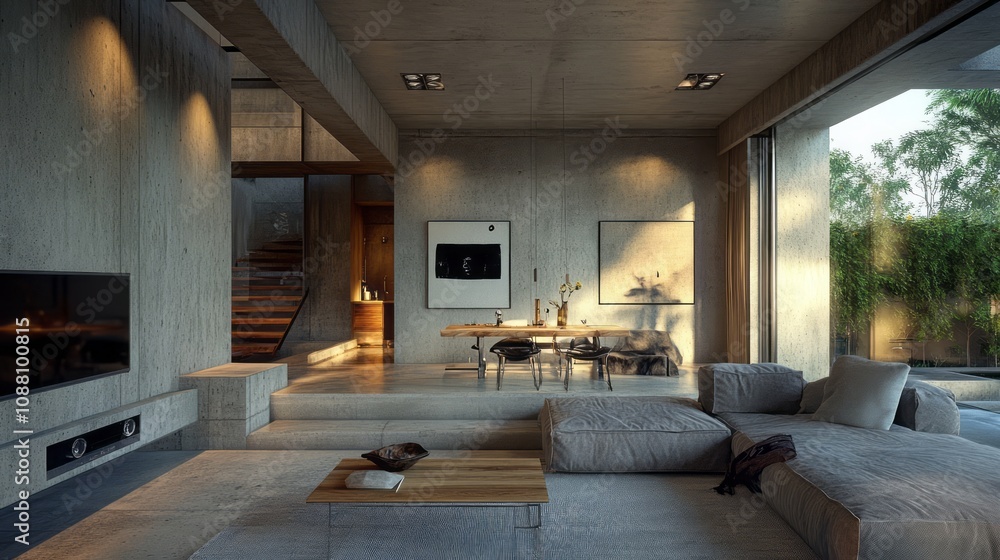 Modern Concrete Home Interior Design With Wooden Accents Modern Concrete Home Interior Design With Wooden Accents