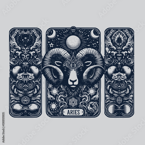 dark aries zodiak tarot card tattoo