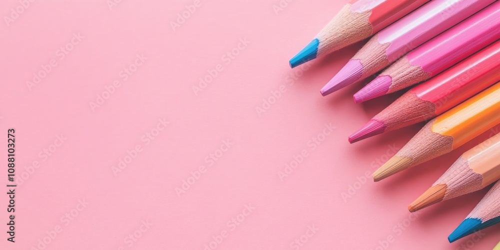 Pastel-colored pencils. Copy space. Pastel-colored pencils. Copy space.