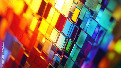 A detailed view of a quantum dot display pixel, showcasing vibrant colors and energy efficiency, Display technology style