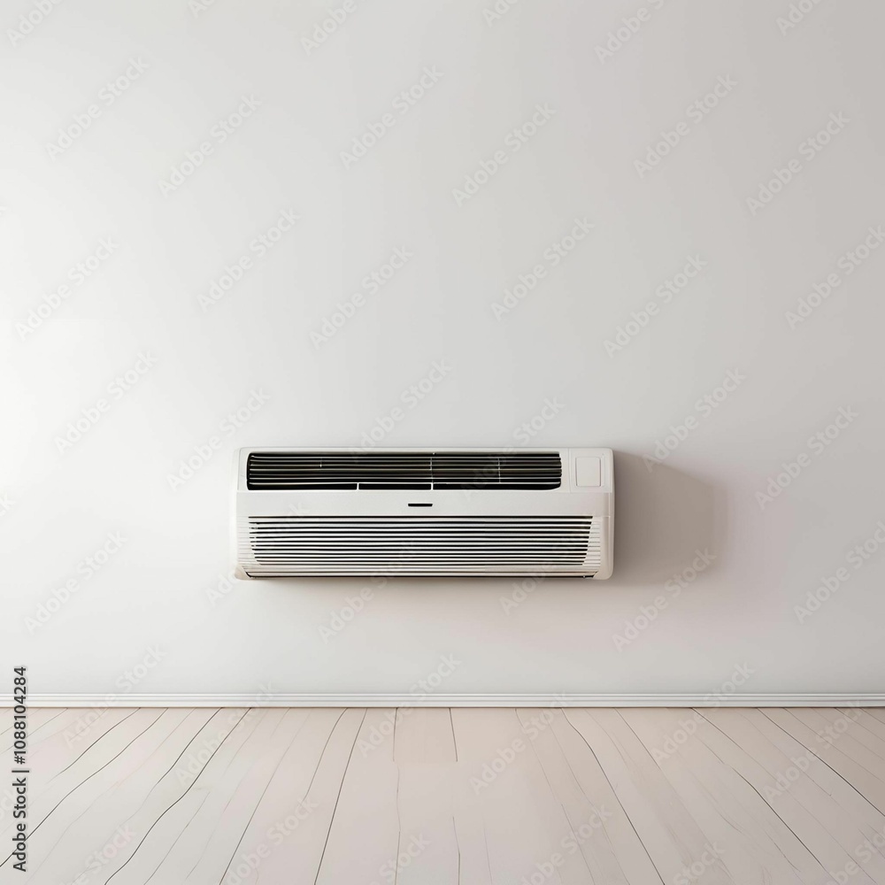 Air conditioner on white wall room interior background Air conditioner on white wall room interior background