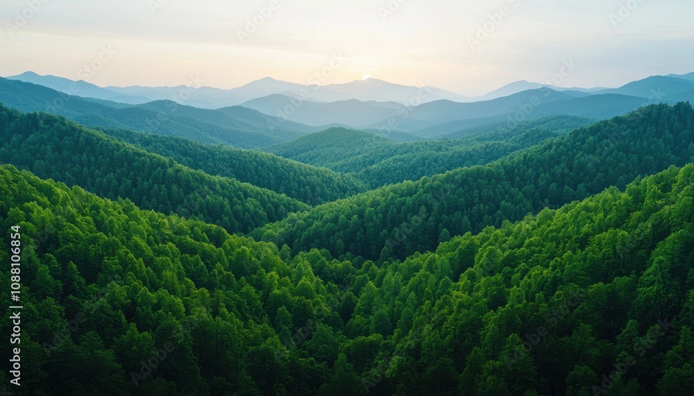 Obraz premium A breathtaking view of lush green mountains under a soft sky, showcasing the beauty of nature's landscapes.