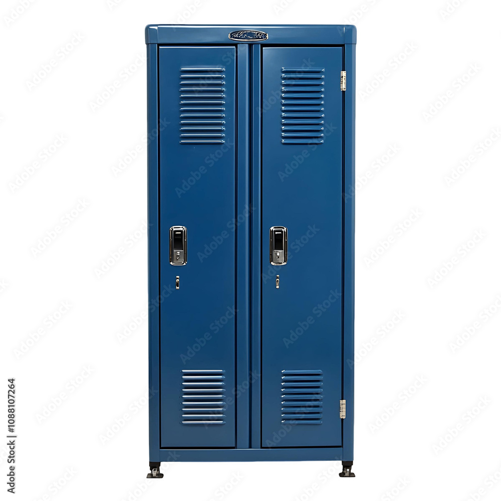 A metal locker room cabinet with two doors A metal locker room cabinet with two doors