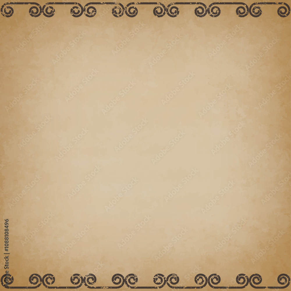 Fototapeta premium 古紙風の中華フレーム背景、グランジ、ヴィンテージ、正方形サイズ