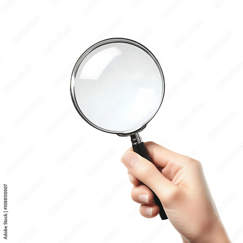 A hand holding a magnifying glass A hand holding a magnifying glass