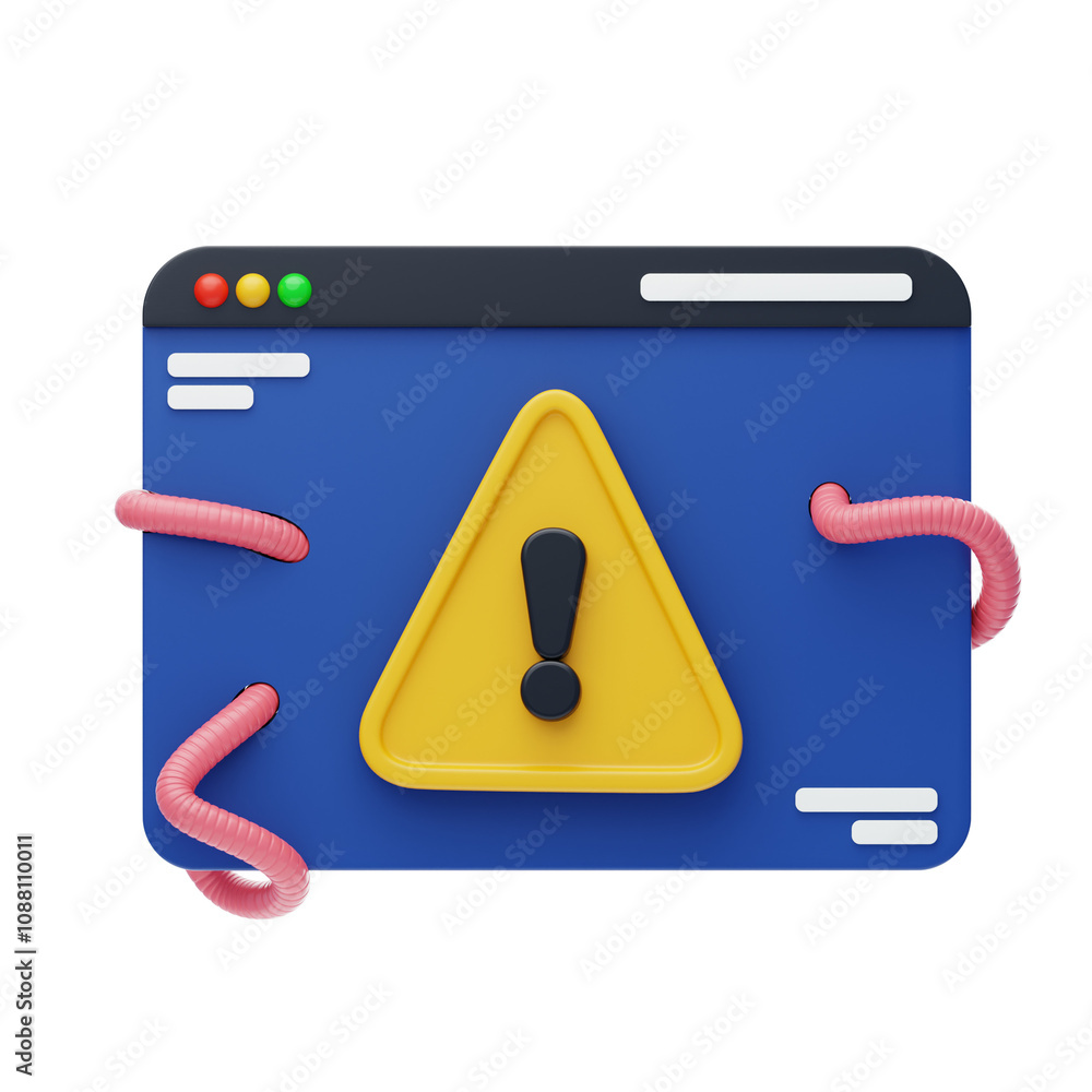 3D Computer Worm Threat Alert 3D Computer Worm Threat Alert