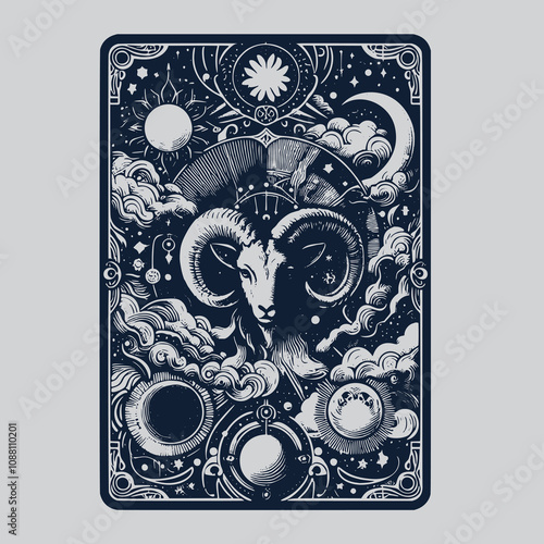 aries zodiak ouija tarot playing card tattoo