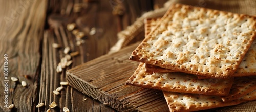 Matzo Bread on Wooden Surface