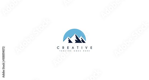 Landscape mountain logo design vector illustration.