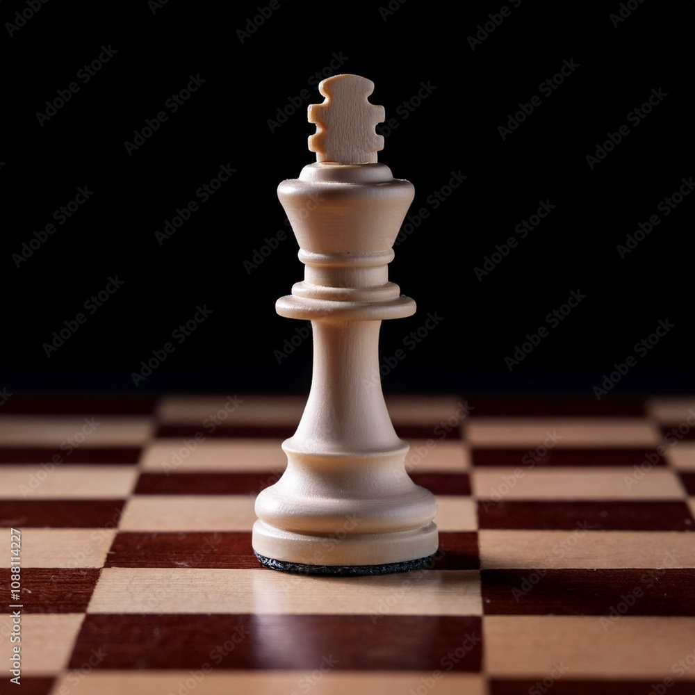 close up of chess king on chessboard; business strategy close up of chess king on chessboard; business strategy