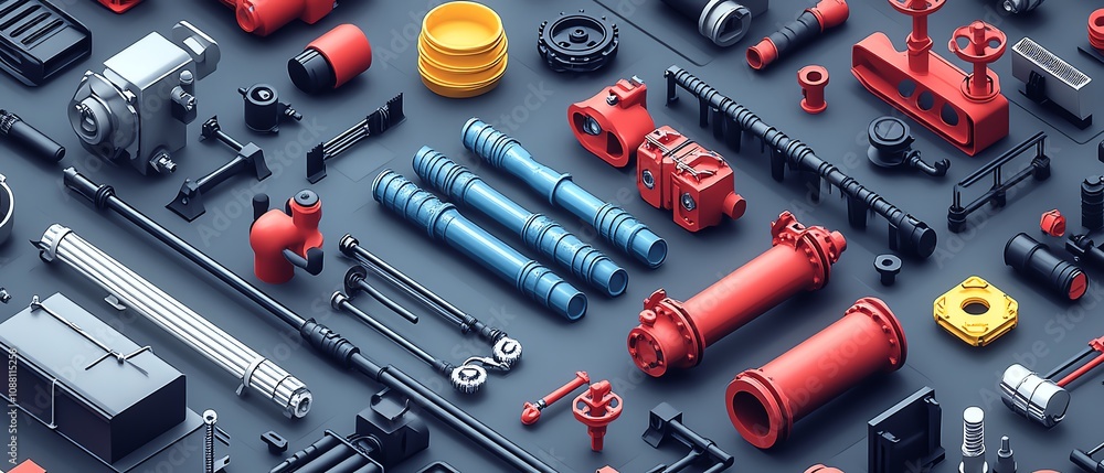 3D isometric vector illustration of construction components 3D isometric vector illustration of construction components