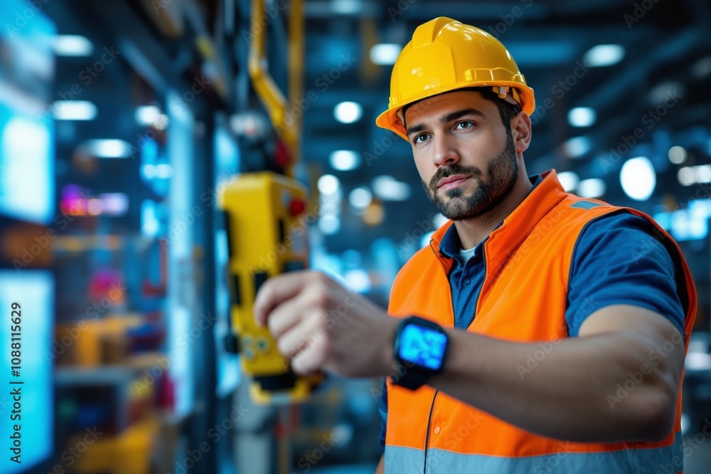 Construction Worker Utilizing Measurement Tools in a Modern Warehouse Environment Construction Worker Utilizing Measurement Tools in a Modern Warehouse Environment