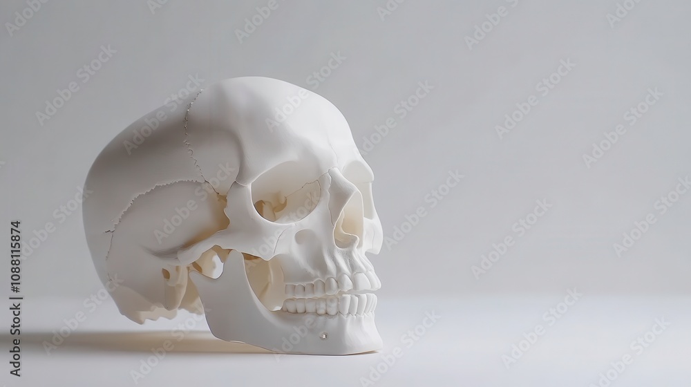 White Skull Model on Clean Background White Skull Model on Clean Background