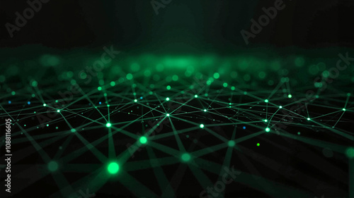 Abstract glowing green network connections digital background concept