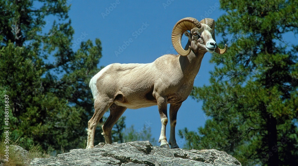 Naklejka premium Majestic Rocky Mountain Bighorn Sheep