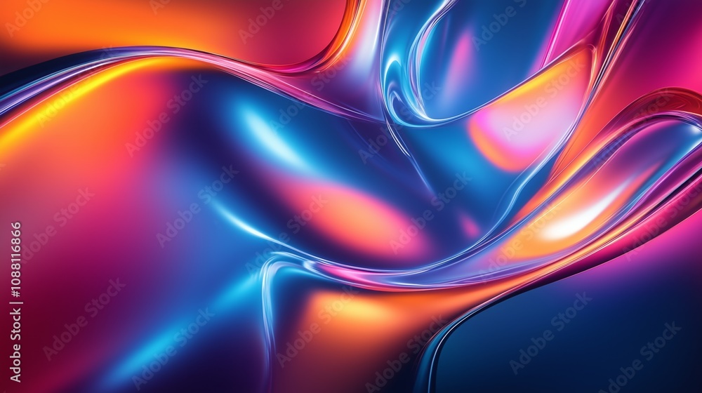 Fototapeta premium A colorful, abstract painting with a blue and orange swirl. The painting is full of vibrant colors and has a sense of movement and energy