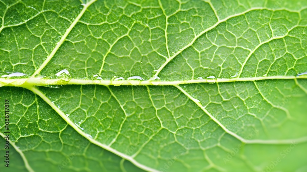 Green Leaf Texture with Water Drops Green Leaf Texture with Water Drops