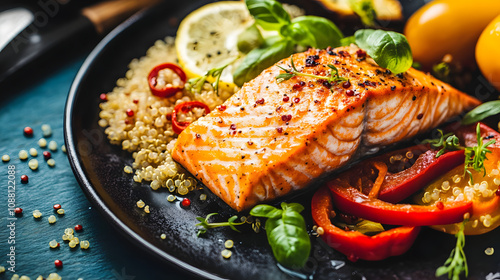 Grilled Salmon with Quinoa and Roasted Vegetables