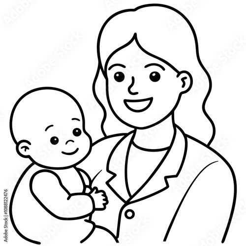 smiling mother with baby at doctor appointment