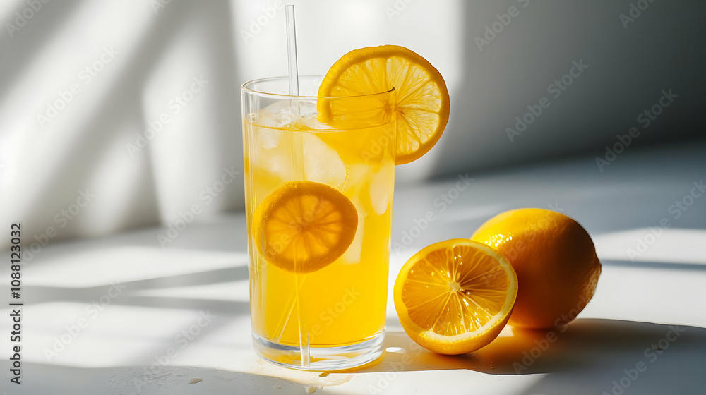 Refreshing Iced Lemon Drink, Summer Beverage Photography Refreshing Iced Lemon Drink, Summer Beverage Photography