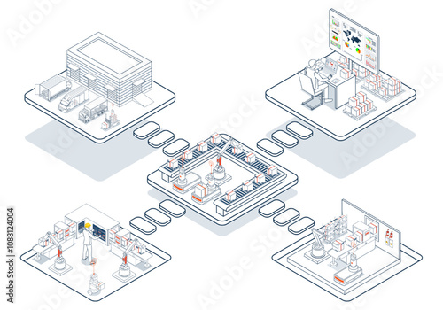 Global logistics network coordinates transportation, supply chain management (SCM), and operations across companies worldwide to deliver efficient logistics services. Vector illustration EPS 10