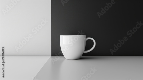 Wallpaper Mural A white ceramic mug sits on a white surface against a black and white background. Torontodigital.ca