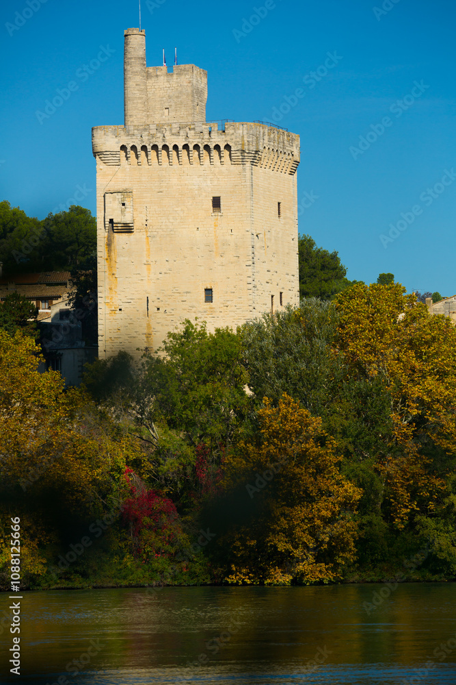 French landmark at riverside Tour Philippe Le Bel in France, Villeneuve lez Avignon.. French landmark at riverside Tour Philippe Le Bel in France, Villeneuve lez Avignon..