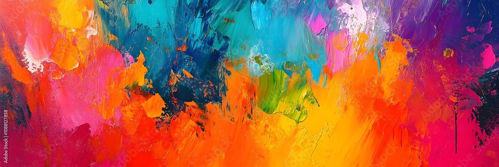 Obraz premium Bright colorful artistic splashes in abstract painting style with vibrant colors