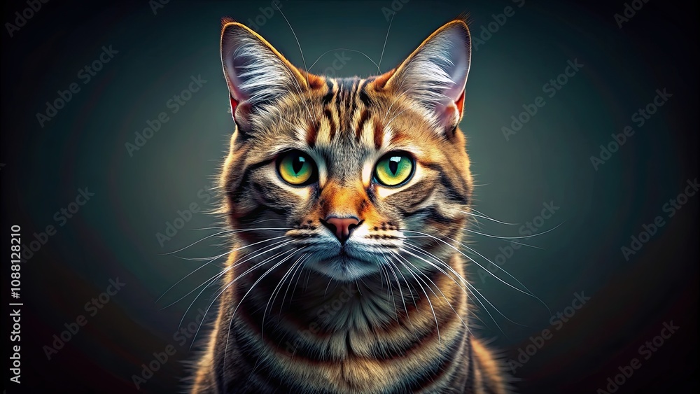 An exaggerated and visually striking portrayal of a cat in a unique way , Cat, feline, exaggerated, striking An exaggerated and visually striking portrayal of a cat in a unique way , Cat, feline, exaggerated, striking