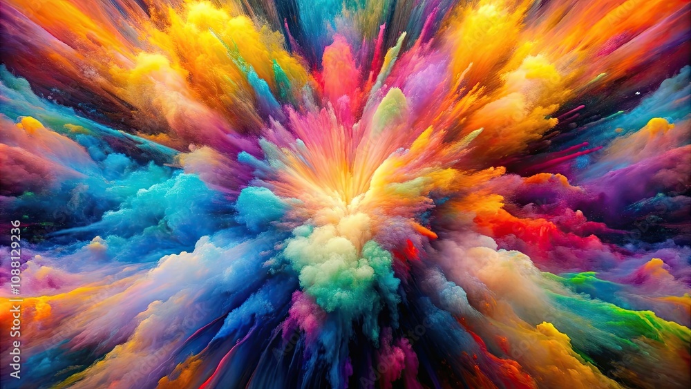 Obraz premium Vibrant explosion of colors representing an innovative and imaginative artistic vision, vibrant, explosion, colors, creative