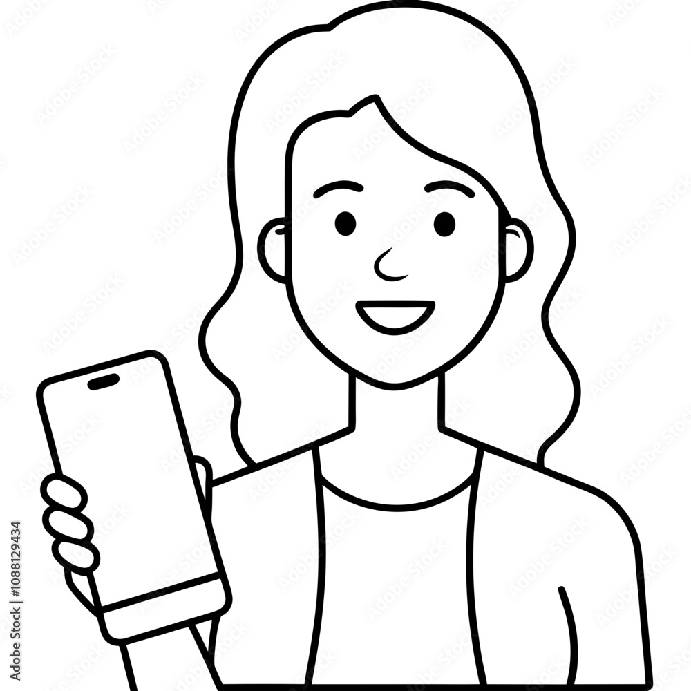 smiling woman show cell with mockup screen smiling woman show cell with mockup screen