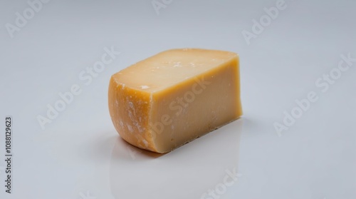 Parmesan Cheese Piece - Italian Parmigiano Reggiano Cheese - A single piece of Parmesan cheese, isolated on a white background - generative ai