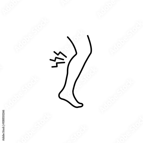 Shin pain thin line vector icon