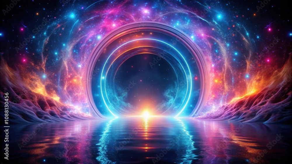 Mystic portal opening in dark setting with swirling pink, blue, and orange lights, mystic, portal, dark, setting, swirling, pink Mystic portal opening in dark setting with swirling pink, blue, and orange lights, mystic, portal, dark, setting, swirling, pink