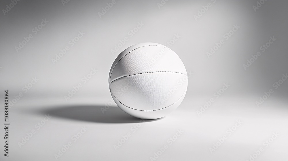 75.A minimalist image of a volleyball suspended against a white background, with soft light accentuating the ball’s spherical form. The fine stitching is sharply defined, adding texture to the 75.A minimalist image of a volleyball suspended against a white background, with soft light accentuating the ball’s spherical form. The fine stitching is sharply defined, adding texture to the