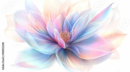 Png iridescent flower with soft hues. Delicate Flower Petals. Illustration