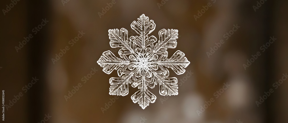 Naklejka premium A close-up of a delicate snowflake showcasing intricate patterns and structures, capturing the beauty of winter and the uniqueness of nature's creations.