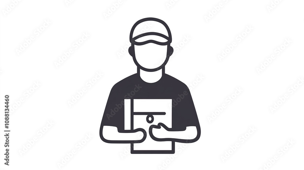 Minimalistic Courier Icon on a White Background, Symbolizing Delivery and Logistics Minimalistic Courier Icon on a White Background, Symbolizing Delivery and Logistics