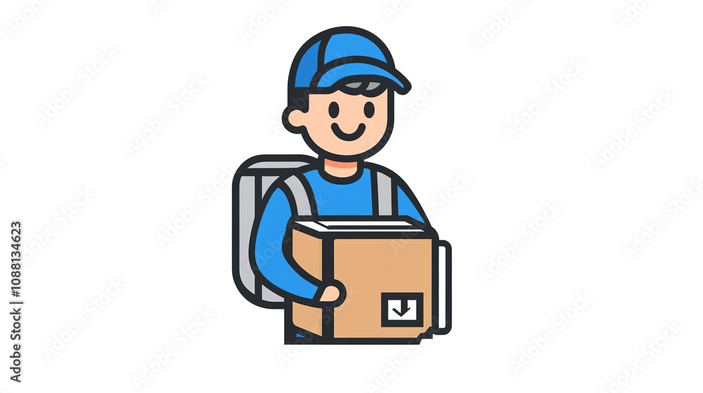 Minimalistic Courier Icon on a White Background, Symbolizing Delivery and Logistics Minimalistic Courier Icon on a White Background, Symbolizing Delivery and Logistics