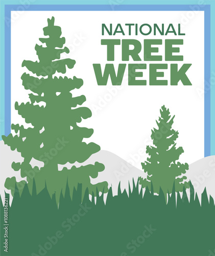 National tree week with silhouettes of several trees