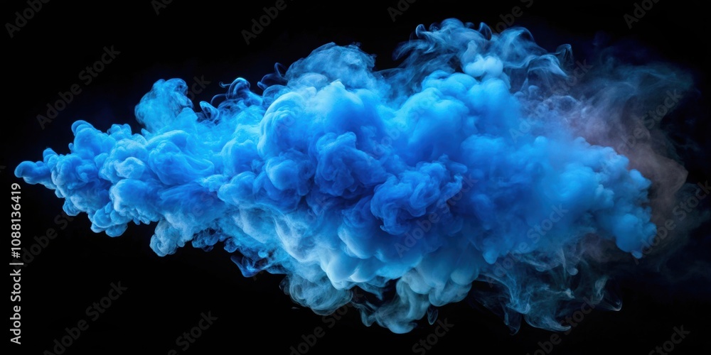 Blue bomb smoke billowing on a black background, explosive, dangerous, dramatic, impact, cloud, detonation, war, destruction Blue bomb smoke billowing on a black background, explosive, dangerous, dramatic, impact, cloud, detonation, war, destruction