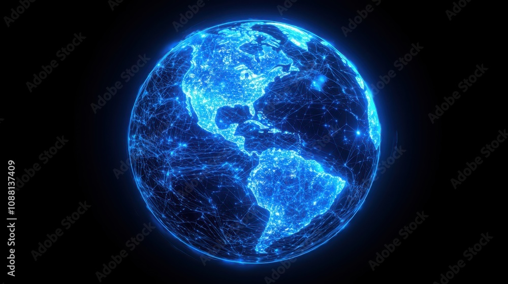 Exploring global telecommunications illuminated connections across earth technology environment digital viewpoint networking concept Exploring global telecommunications illuminated connections across earth technology environment digital viewpoint networking concept